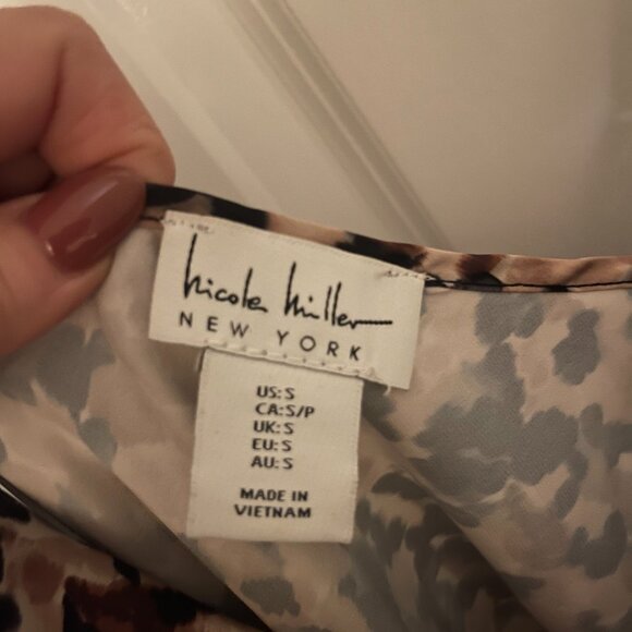 Never Worn Nicole Miller multicolored, cowl neck, silk dress - Picture 2 of 3